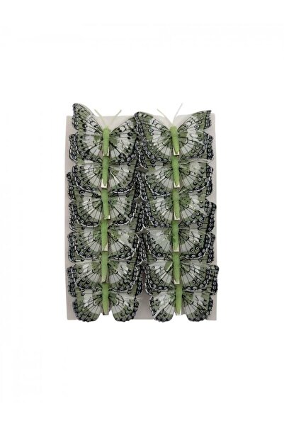 OEM Decorative Feather Butterflies Light Green 12/ Top Bottom Set