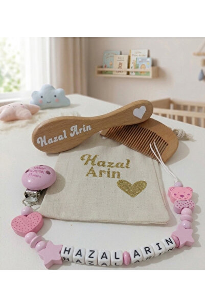cnrworkshop Emzik zinciri -bebek hediye seti-isimli tarak