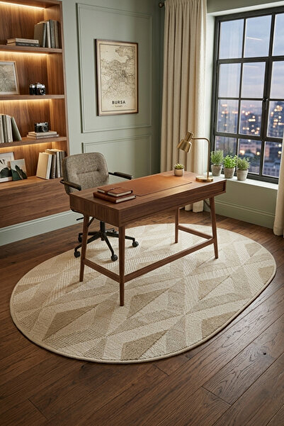 Bonny Home Modern Dekoratif Oval Salon Yatak Odası Halısı Rölyef Dokulu Şık T...