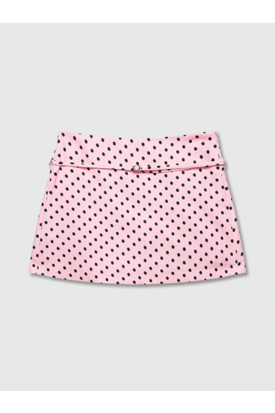 SLAW REZZ Women's Polka Dot Shorts Skirt with Belt Detail, Mini Skirt with Zi...