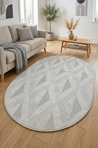 Bonny Home Modern Dekoratif Oval Salon Yatak Odası Halısı Rölyef Dokulu Şık T...
