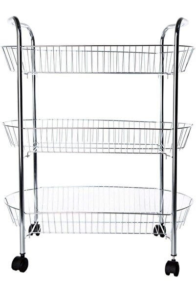 Feelings 3-Tier Rotating Kitchen Storage Cart, Chrome Steel Vegetable Cart, 5...