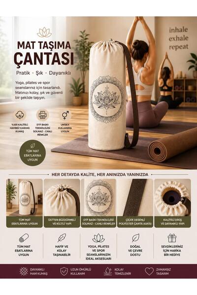 REMEGE Yoga Mat Taşıma Çantası | Hayat Ağacı • Lotus • Namaste Desenli | Hamb...