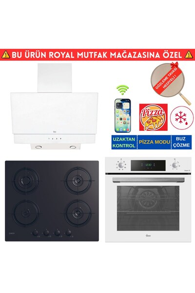 Hoover ROSINA Telefon Bağlantılı Beyaz Cam Ankastre Set (HO3158W+ Cand-y CVW6...