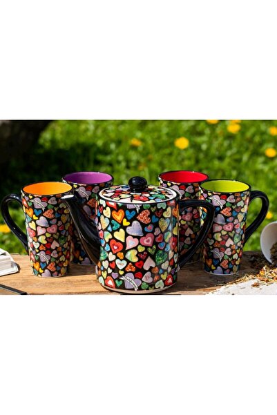 Jameson&Taylor Porcelain Teapot "Colorful Hearts" Collection