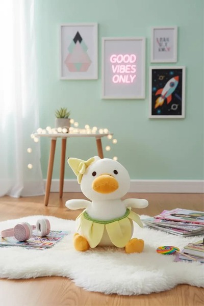 Miniso Lisanslı Plaj Serisi Muz Temalı Dalgıç Ördek Peluş – 28 cm