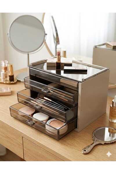 Limeks Home Makeup Organizer Drawer: Cappuccino Wood, Mica Drawer System