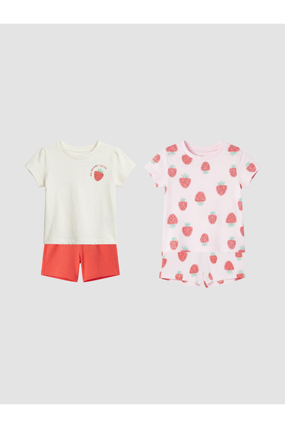 LC Waikiki Strawberry Printed Baby Girls' Pyjamas Set