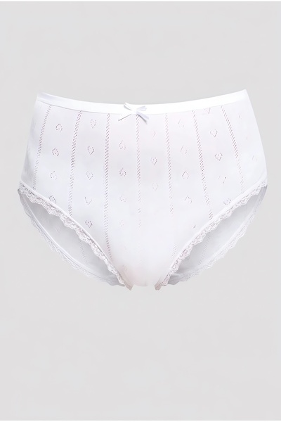CottonVia 12'li Paket, Jakarlı Bato Külot, Dantelli, Kalp Desenli, %100 Pamuk...