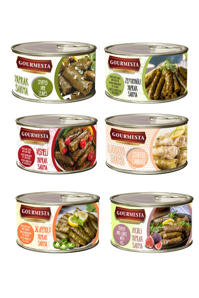 GOURMESTA 6'lı Özel Sarma Seti (Yaprak,Zeytinyağlı,Vişneli,İncirli,Jalapenolu...