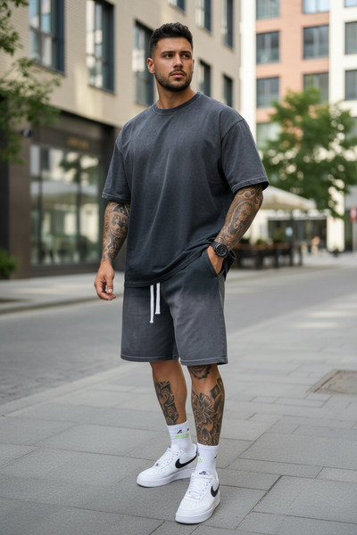 dehaine Summer set for men, t-shirt + shorts, men's short tracksuit Prewashed...