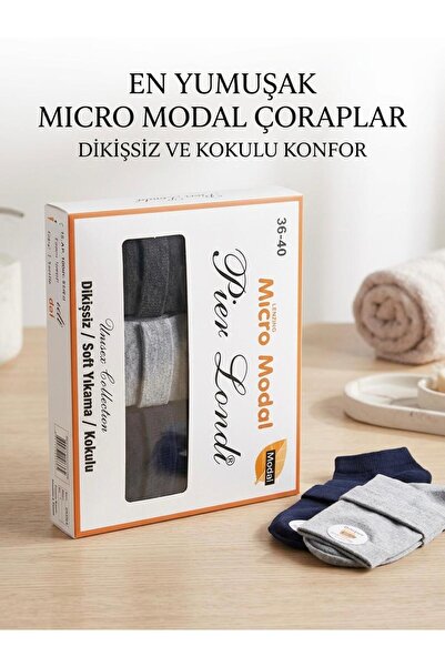 Pier Londi Socks جوارب ميكرو مودال معطرة للجنسين باللون الرمادي-أنثراسايت-الأ...