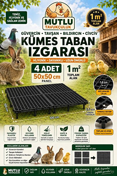 MUTLU TAVUKÇULUK Güvercin Tavşan Bıldırcın Civciv Kümes Taban Izgarası 1 m² (...