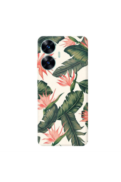 Other Realme C55 Green Laves Transparent Silicone TPU Θήκη