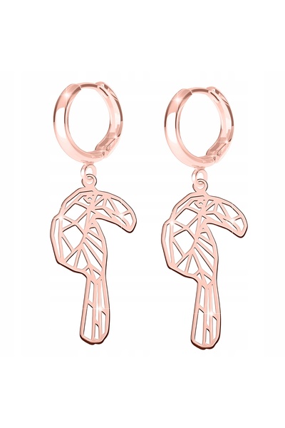 Larezo Cercei Lungi Din Argint 925 Placati Cu Aur Roz 18K, Model Origami Rajs...