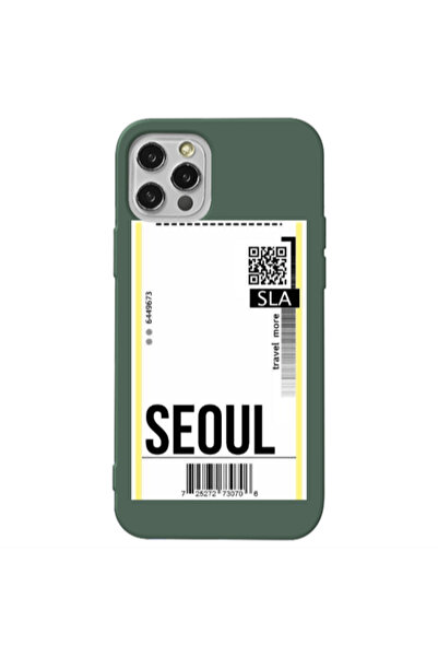 Other Apple iPhone 12 Pro Max Seoul Travel More Dark Green Colored Silicone T...