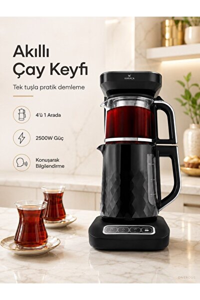 Karaca Filtre Kahve Ve Çay Demleyen Akıllı Elektrikli Çay Makinesi Çaycı Sesl...