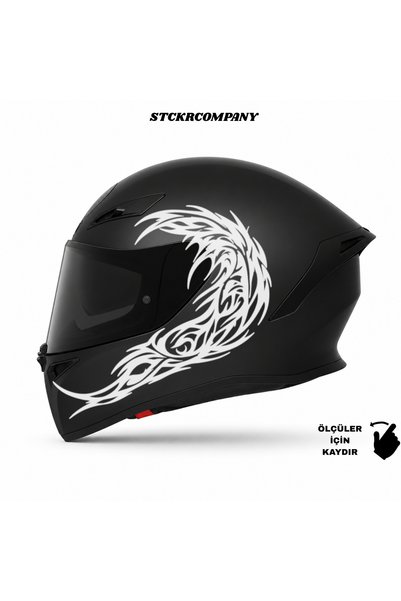 STCKRCO Tribal Wave Kask Sticker – Motor Kaskı İçin Premium Tribal Sticker - ...