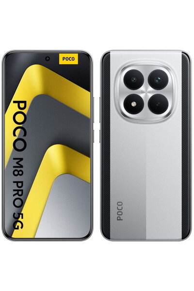 Xiaomi Telefon mobil Poco M8 Pro, 5G, 12GB RAM, 512GB, Dual DIM, Argintiu
