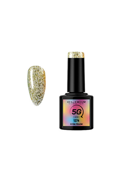 Elixir 5G GLITTER SEMI GEL (ΗΜΙΜΟΝΙΜΟ BΕΡΝΙΚΙ) - 1274 (ROYAL Yellow) 8ML