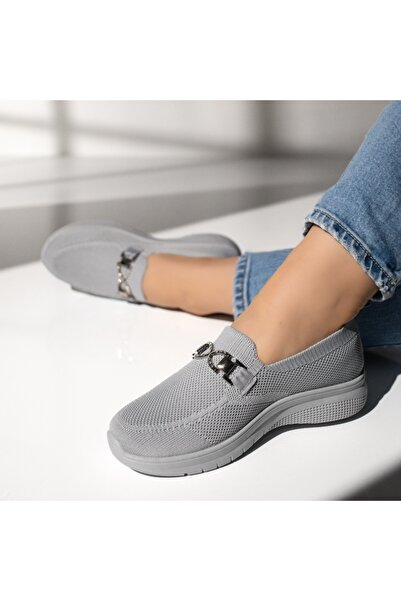 Modlet.ro Women's grey espadrilles with decorative accessory EMA1