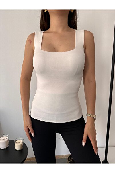Flarsky Women's Ultra Premium Soft Square Neck Strap Knitwear Bodysuit
