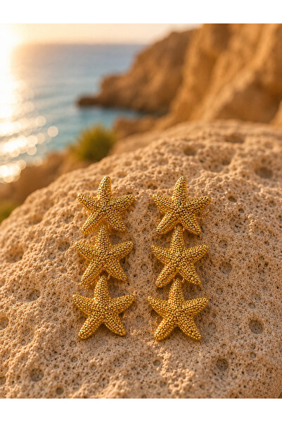 PABALAS Sea Star Figured Triple Dangle Earrings Gold Women's Earrings Summer ...
