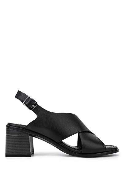 Tamer Tanca Women's Genuine Leather Black Heeled Shoes