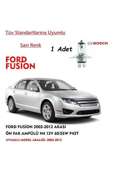 Bosch Ford Fusion 2003-2012 Arası Ön Far Ampülü Sarı Renk 60/55w