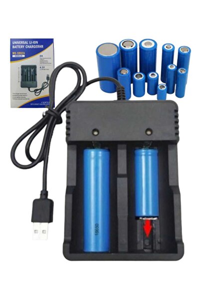 Generic Rechargeable Lithium-Ion Battery Charger 2 Battery Slots, USB Smart C...