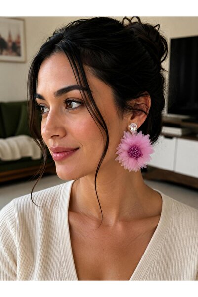 GK LUXURY & FASHION Flower Design Earrings, Hanging Earrings, Orange, Pink, W...