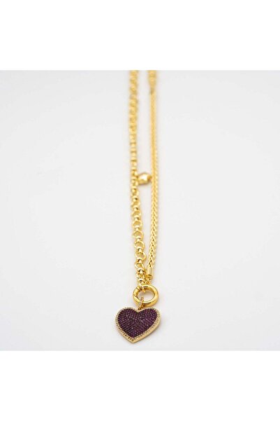Rüzgar Alaz Colorful Heart Ametist Kolye