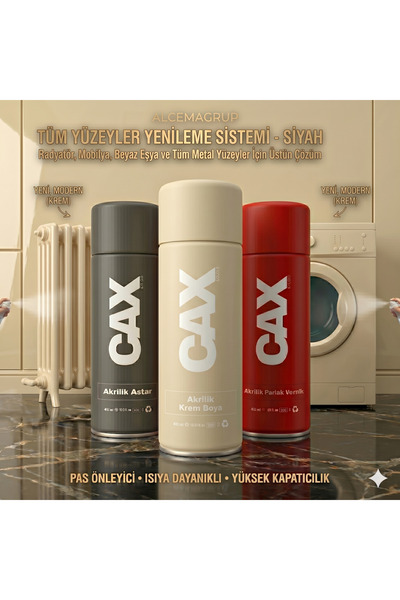 caxcolors CAX Tüm Yüzeyler Yenileme Seti 3'lü - Akrilik Boya Sprey + Akrilik ...