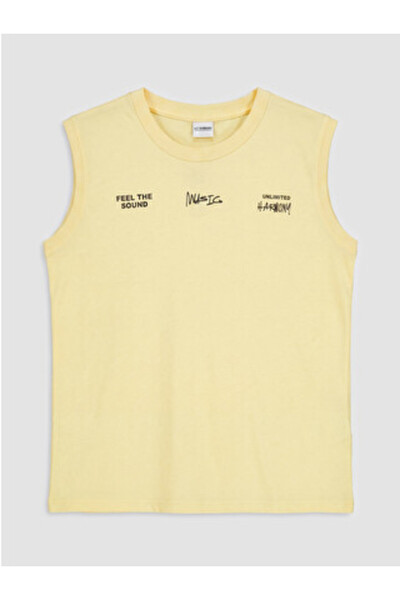 LC Waikiki New Season Yellow Crew Neck Printed Boys' Undershirt