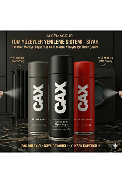 caxcolors CAX Tüm Yüzeyler Yenileme Seti 3'lü - Akrilik Boya Sprey + Akrilik ...