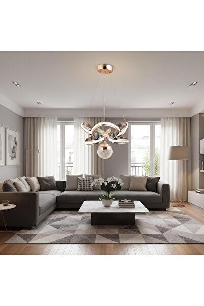 Elizim Home Lighting Şura Lüx Kalite Gold Ledli Sarkıt Avize
