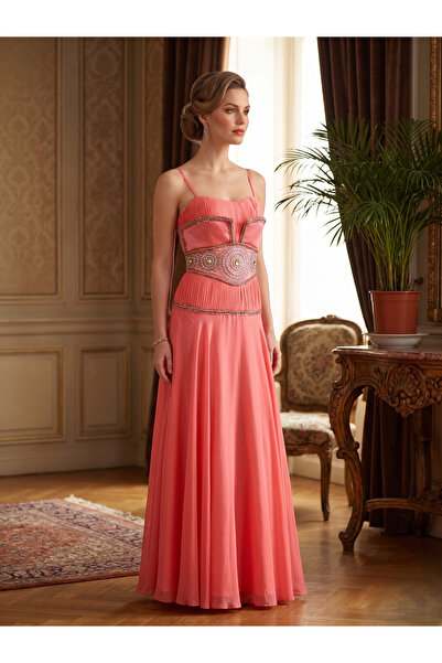 Asiana Hemstitch Dress, an Elegant Evening Gown Made of Chiffon Fabric in Mul...