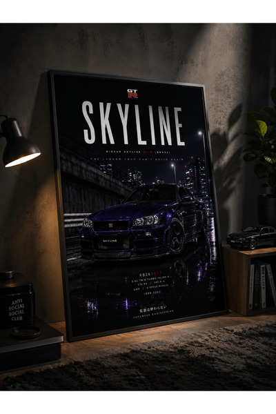 dwarıa Nissan Skyline GT-R R34 Night Legend Poster