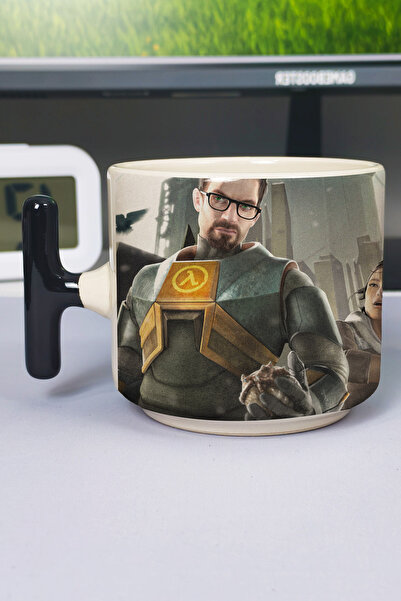 ZipZap Half Life Printed Ceramic Luxury Mug (1 Piece) T-Shaped Special Black ...
