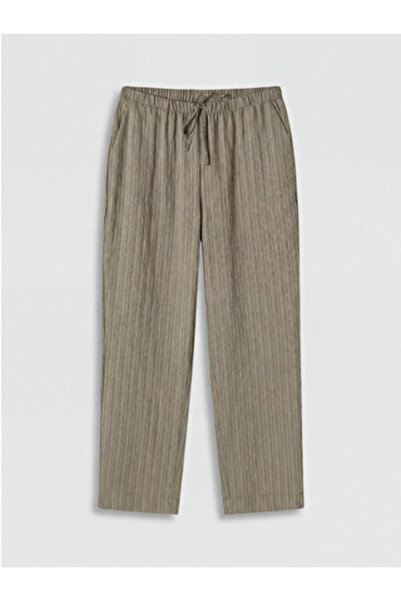 LC Waikiki New Season Blue Textured Women's Trousers with Elastic Waist