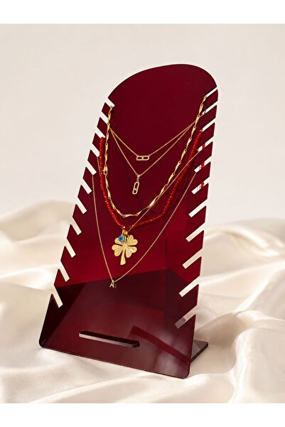 ÇAKRA Plexiglass Necklace Stand - Jewelry Organizer - Transparent Red Display...