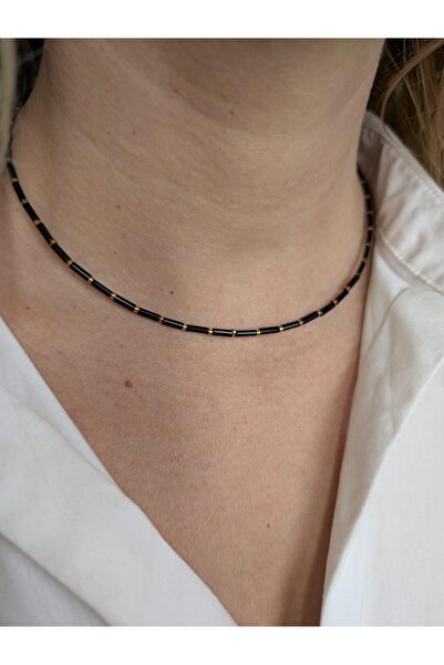PIETRICELE Colier Obsidian Tuburi