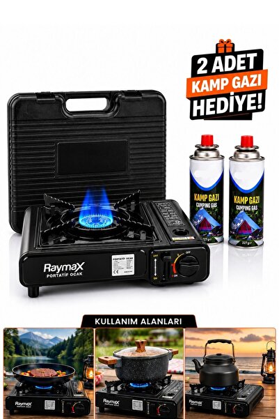 Lieber German RaymX Portatif Gaz Stop Emniyetli Kamp Ocağı 2 Tüp Hediyeli