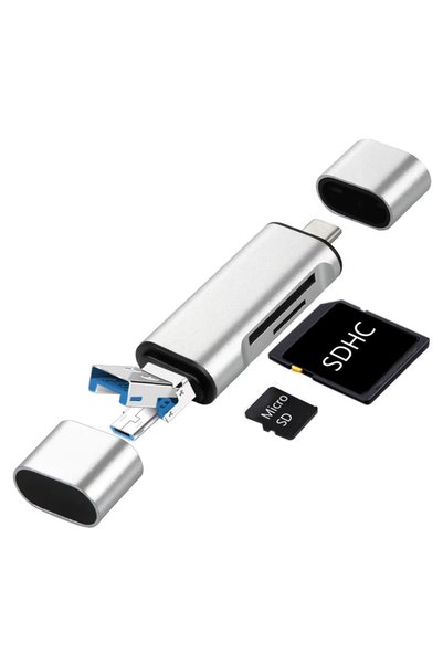 wiks 3 in 1 Type-C USB 3.0 Card Reader – Fast Data Transfer Adapter