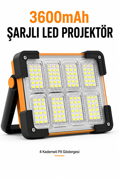 Yenilig 3600mAh Şarjlı Standlı LED Projektör Çalışma Lambası Kamp Feneri Powe...