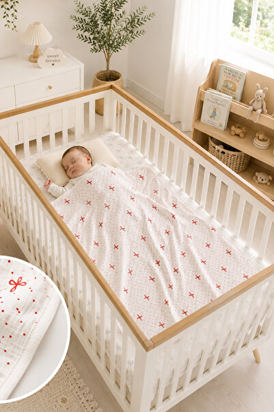 Sitilin Baby Girl and Boy Double-Sided Combed Cotton Heart Bow Swaddle Blanke...