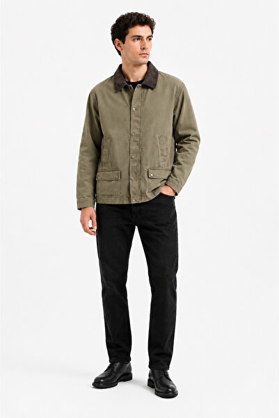RAFF MAĞAZA Velvet Collar Jacket with Side Pockets
