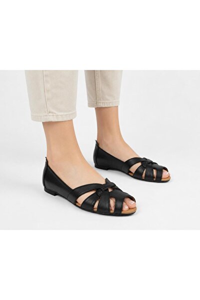 PİERRO SHOES Hakiki Deri Örgü Detaylı Günlük Kadın Babet