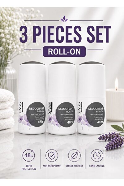 yass 3 Pieces Stress Protect Deodorant Roll-On Set – 48H Anti-Perspirant Prot...