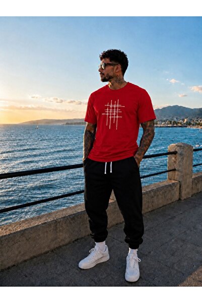 FAEL LİFE Unisex Wide-Let T-Shirt and Trackpants Set with Sticker Print
